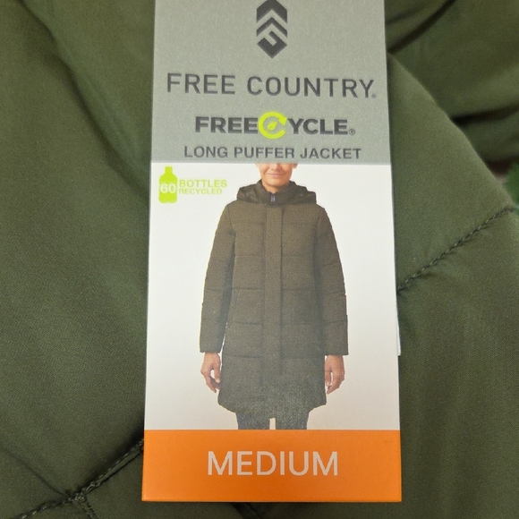 Free Country Jackets & Blazers - Free Country Forest Green Long Puffer Jacket